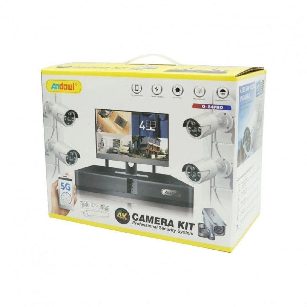 Trade Shop - Set Sistema Di Sorveglianza Registrazione 4k Hd Telecamera 4 Canali Cctv Q-s4pro -