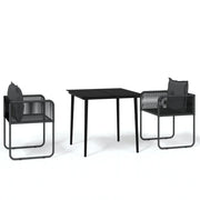 Set da Pranzo da Giardino 3 pz | Set Salotto da Giardino Nero