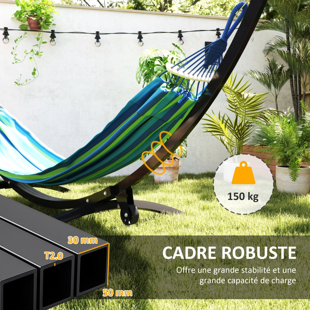 Supporto per amaca in metallo con ruote ¨C zephmum ¨C nero 337x118x118 cm