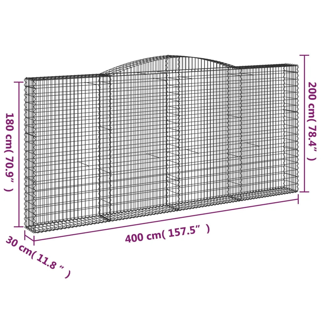 Cesti Gabbioni ad Arco 2 pz 400x30x180/200 cm Ferro Zincato 3146918