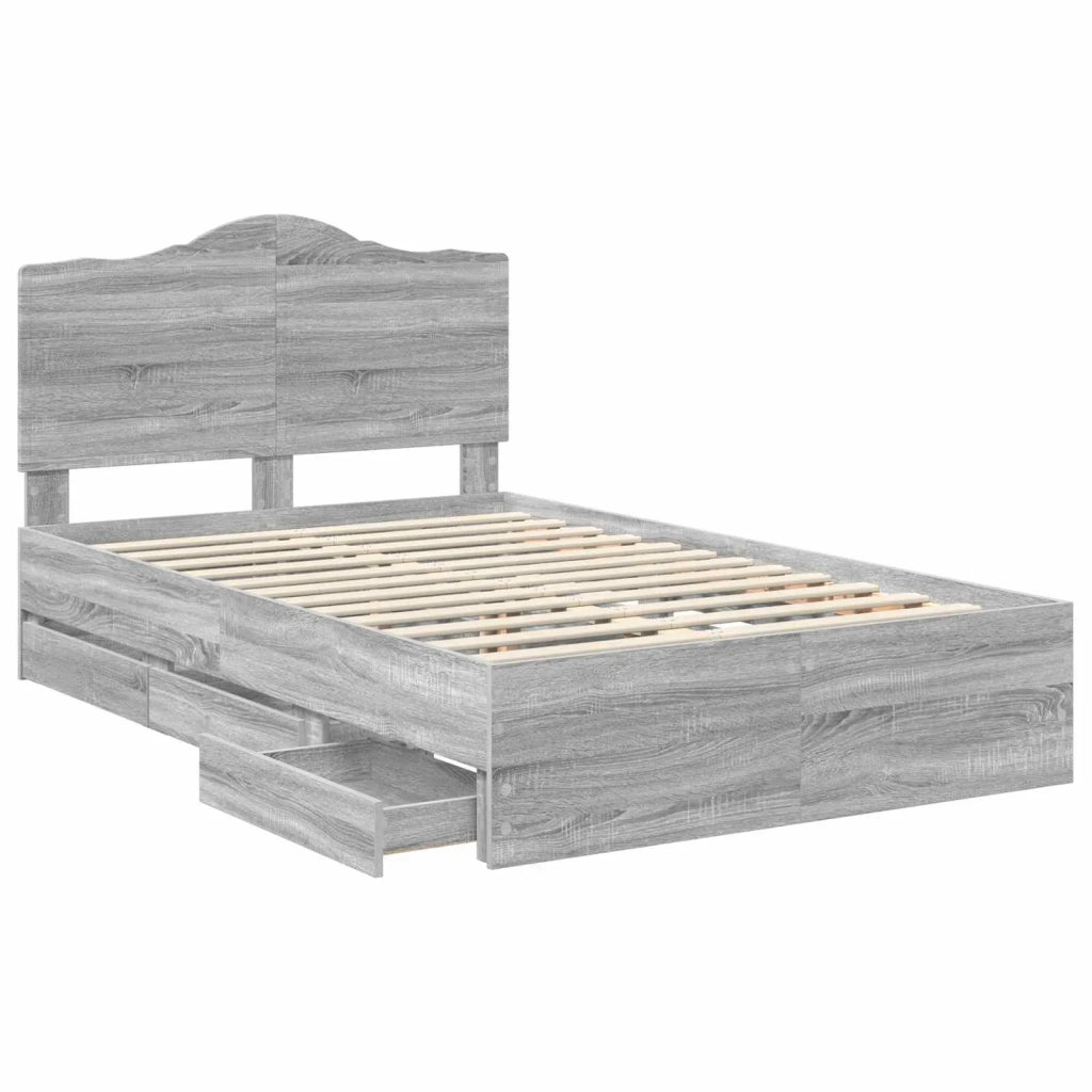 Struttura del letto con cassetto Sonoma grigia 120 x 190 cm