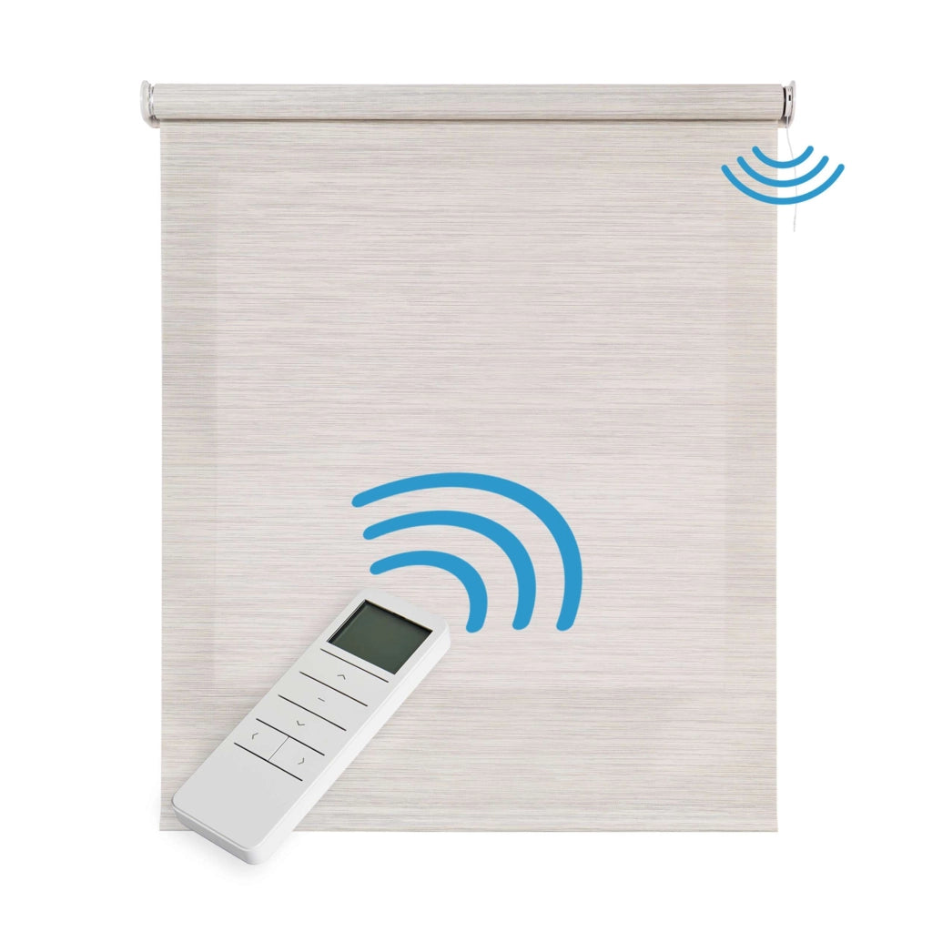 Tende a Rullo Motorizzate Screen Premium con finiture in alluminio Tessuto Tecnico con Motore e Telecomando  Grigio-Beige 100x250 cm
