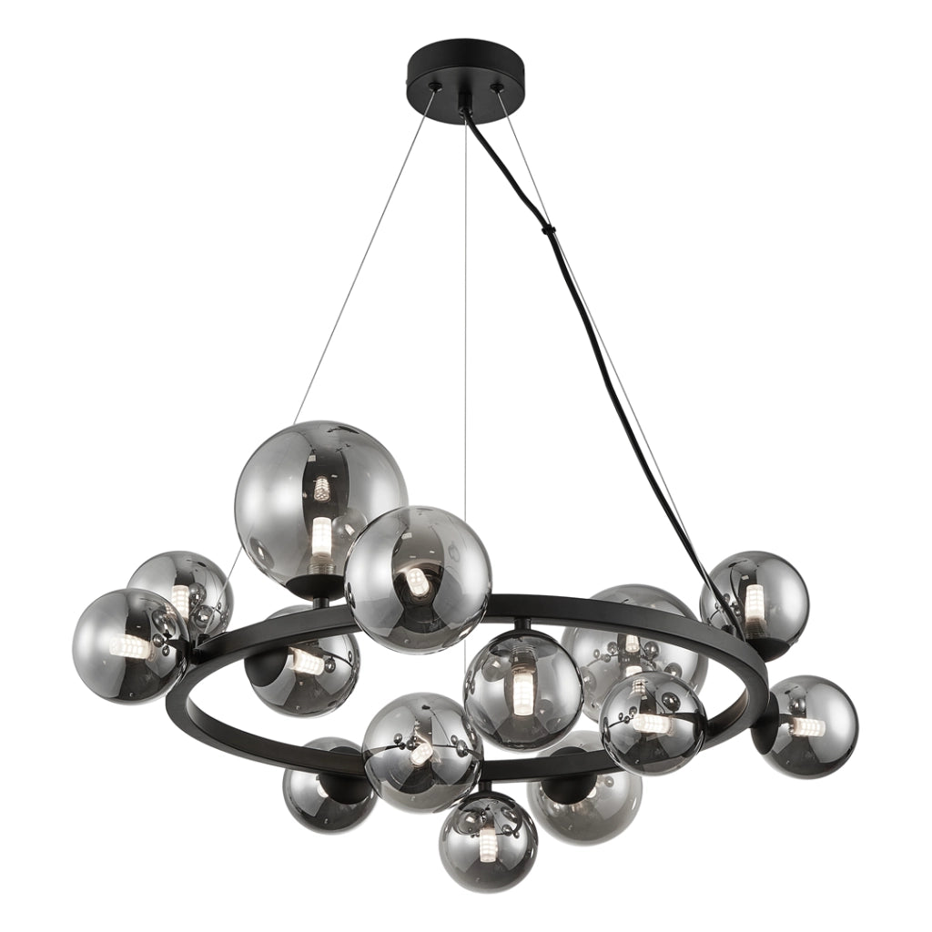 Lampadario sospeso MILA nero/vetro 14 luci G9 Milagro