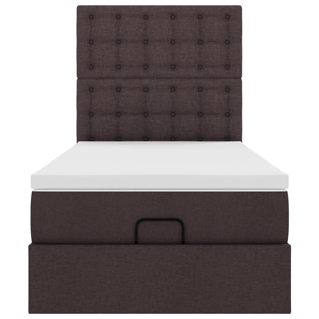 Pouf Letto con Materasso Marrone Scuro 100x200 cm in Tessuto 3313302