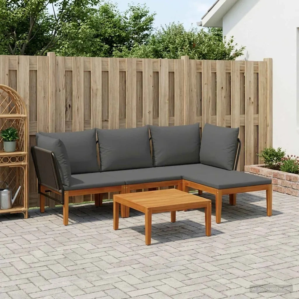5 pcs Legno massiccio di acacia e corda Naturale 3407736