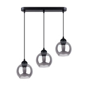 Lampada a sospensione a LED ALINO in acciaio nero a 3 luci, design moderno e minimalista