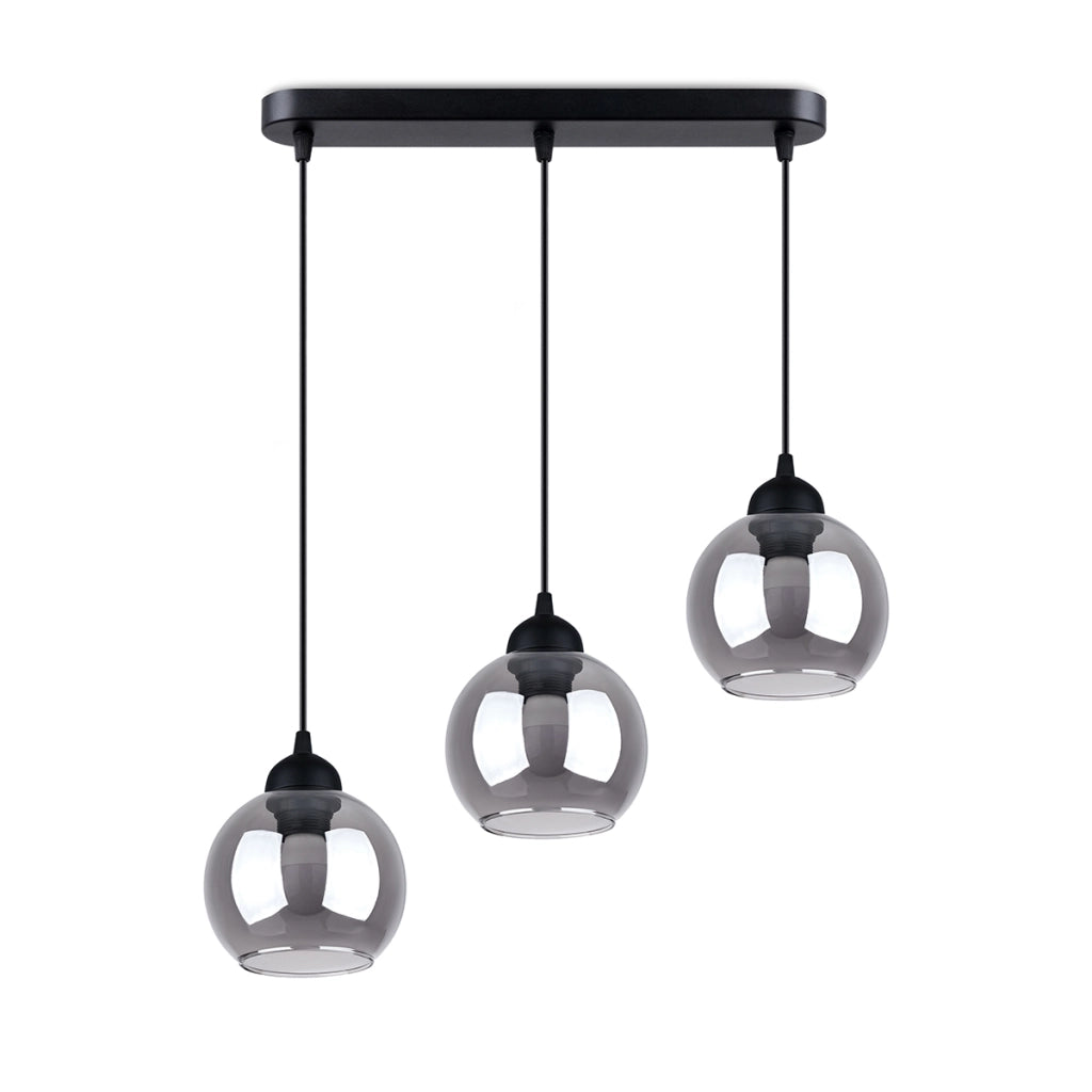 Lampada a sospensione a LED ALINO in acciaio nero a 3 luci, design moderno e minimalista
