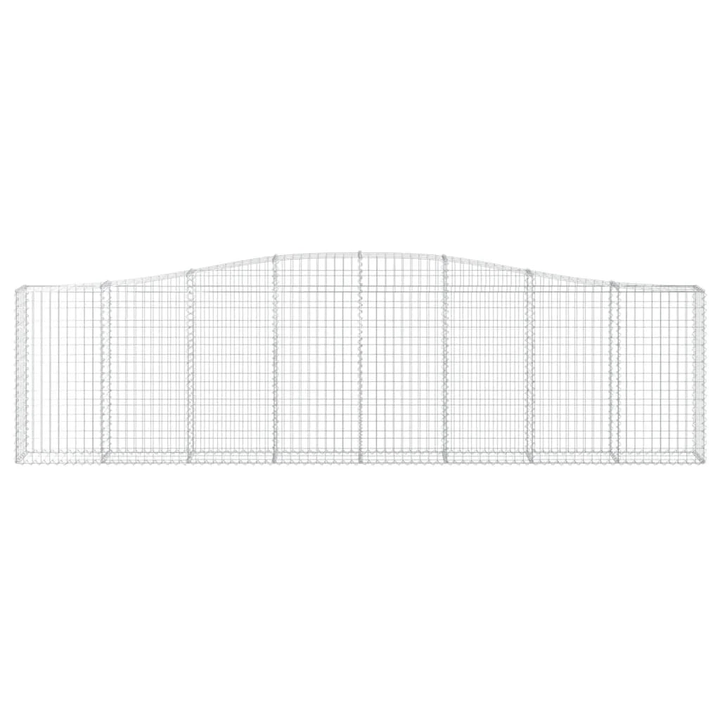 Cestini gabbioni recinzione a gabbia muro di contenimento ad arco 15 pezzi 400 x 30 x 100/120 cm ferro zincato argento 02_0040443