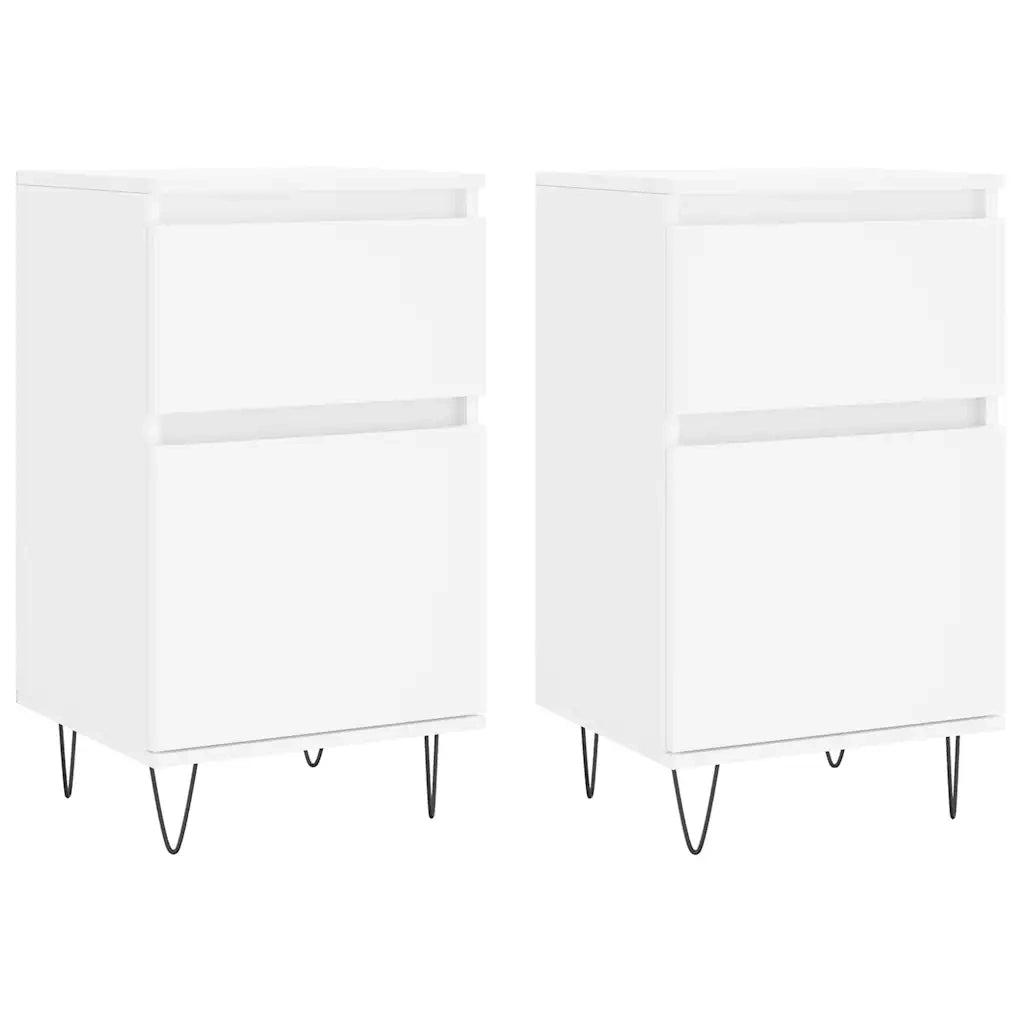 Credenze 2 pz Bianche 40x35x70 cm in Legno Multistrato 831149