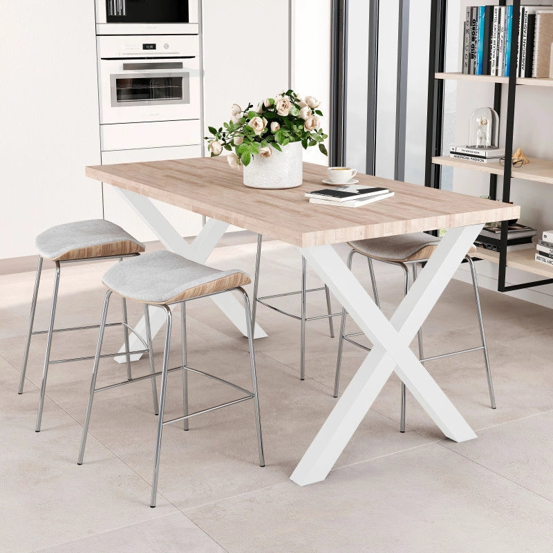 Set di gambe per tavolo Cross, larghezza 695mm, Acciaio, Verniciato bianco