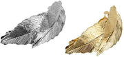 Spille per capelli a forma di foglia da 2 pezzi - Metalliche spille per capelli in stile vintage - Giallo/Argento - 8,3x4cm - Clip per capelli