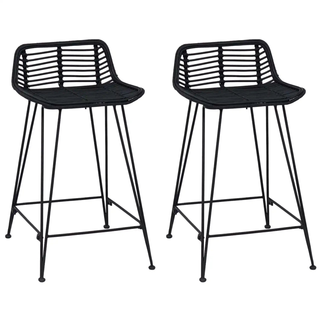Sgabello da bar 2 pcs Nero 44 x 45 x 76 cm Rattan e acciaio 42033203