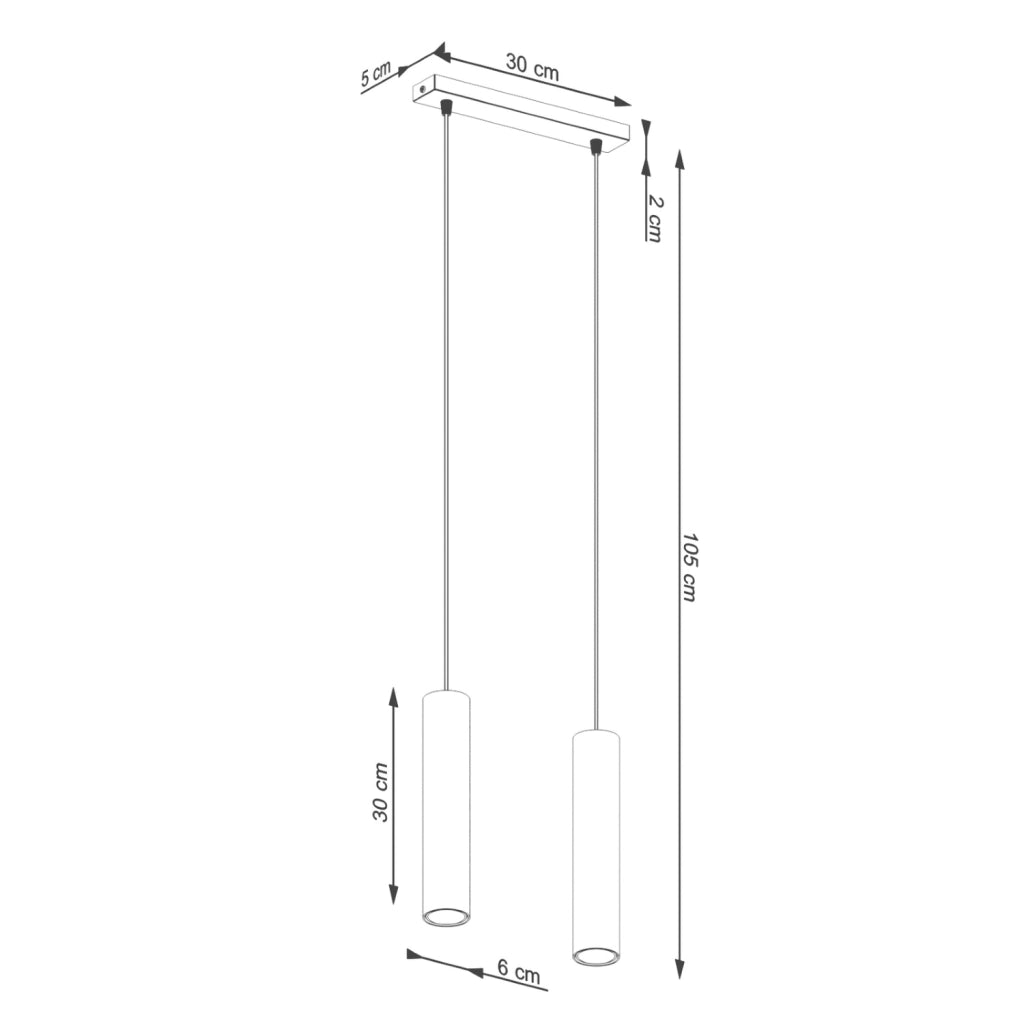Lampada a sospensione MODENO beige barra 2xGU10 30cm