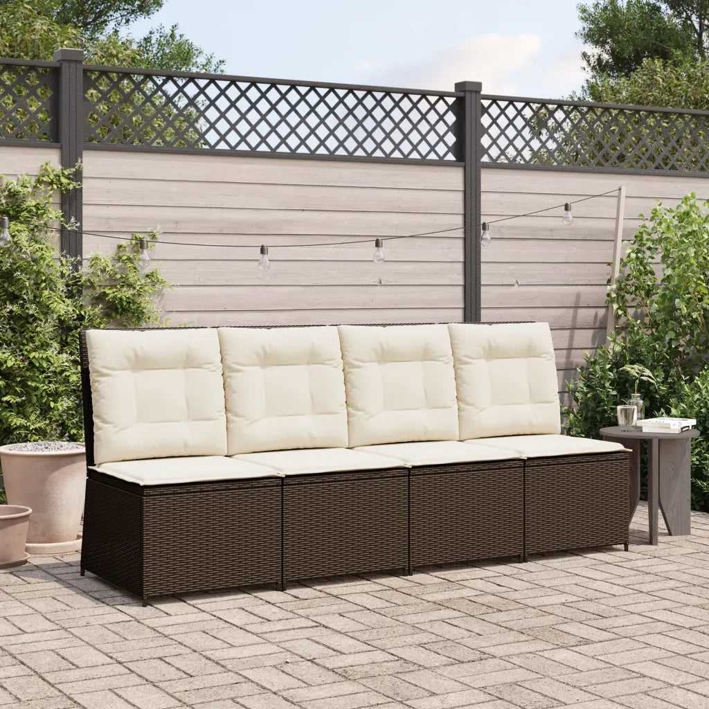 vidaXL Divano Reclinabile da Giardino con Cuscini Marrone Polyrattan