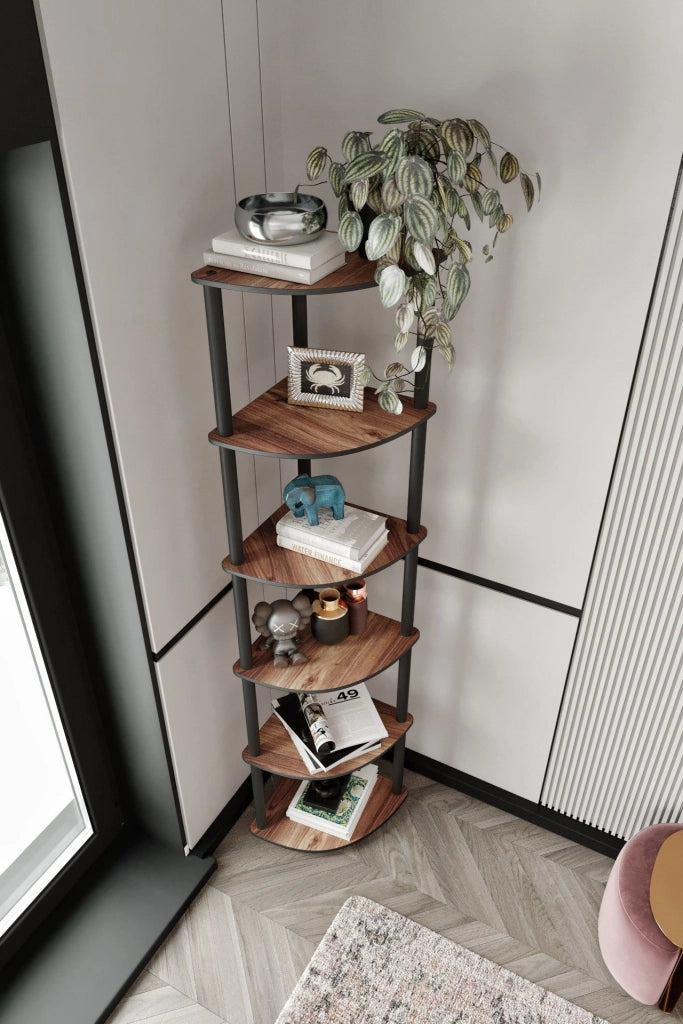 Biblioteca Schiavon, Libreria 5 Ripiani, 34x34x173h cm Marrone Noce
