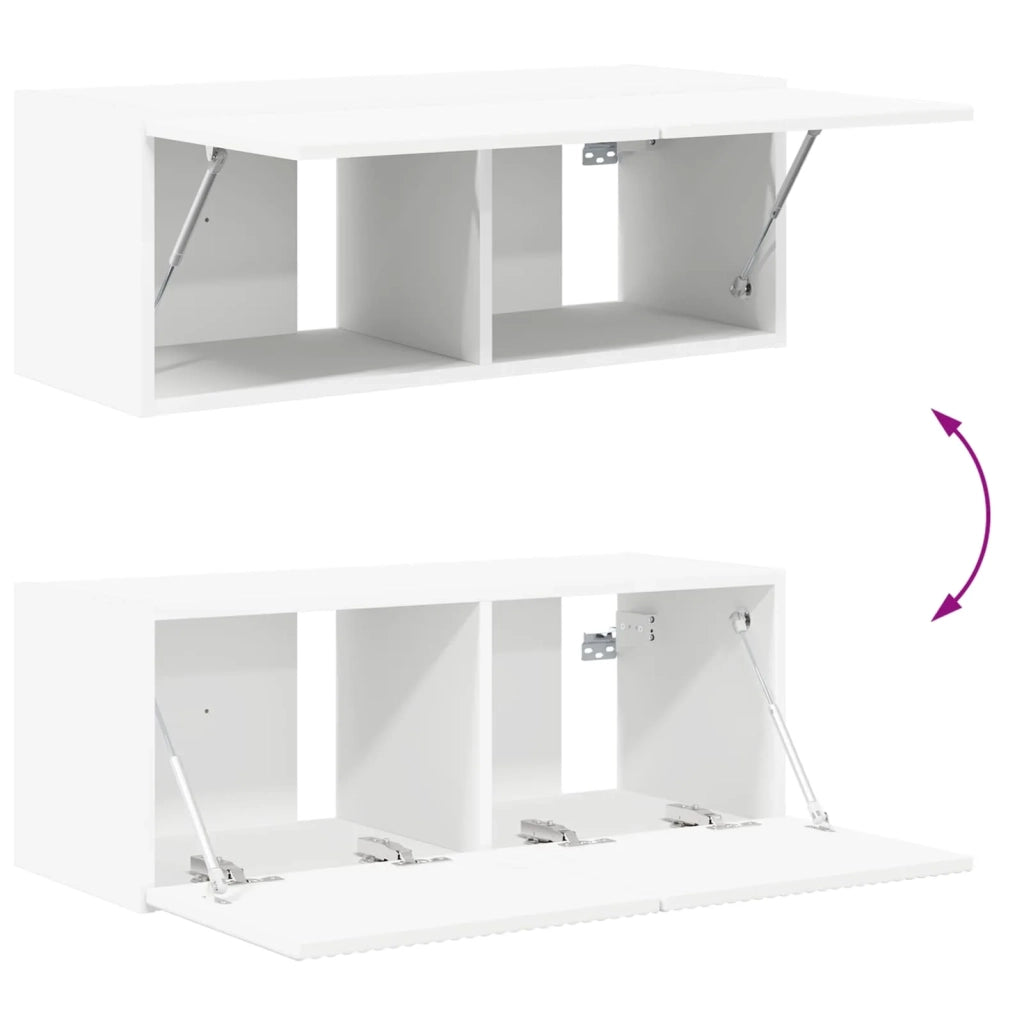 Set di Mobiletto da TV a Parete 4 pcs Bianco Legno multistrato 3408916