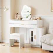 Tavolo Trucco con Specchio LED ¨C MINIMAL ¨C Bianco, Moderno, 100x78x40 cm