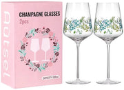 Set di bicchieri da vino esclusivo - disegno di fiori elegante - 6 pezzi - cristallo ultraduro