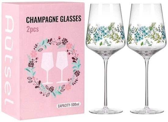 Set di bicchieri da vino esclusivo - disegno di fiori elegante - 6 pezzi - cristallo ultraduro