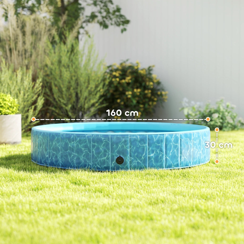 Piscina per Cani Pieghevole con Fontana e Cuscini d'Acqua ¨C Zephmum ¨C Blu ?160x30 cm