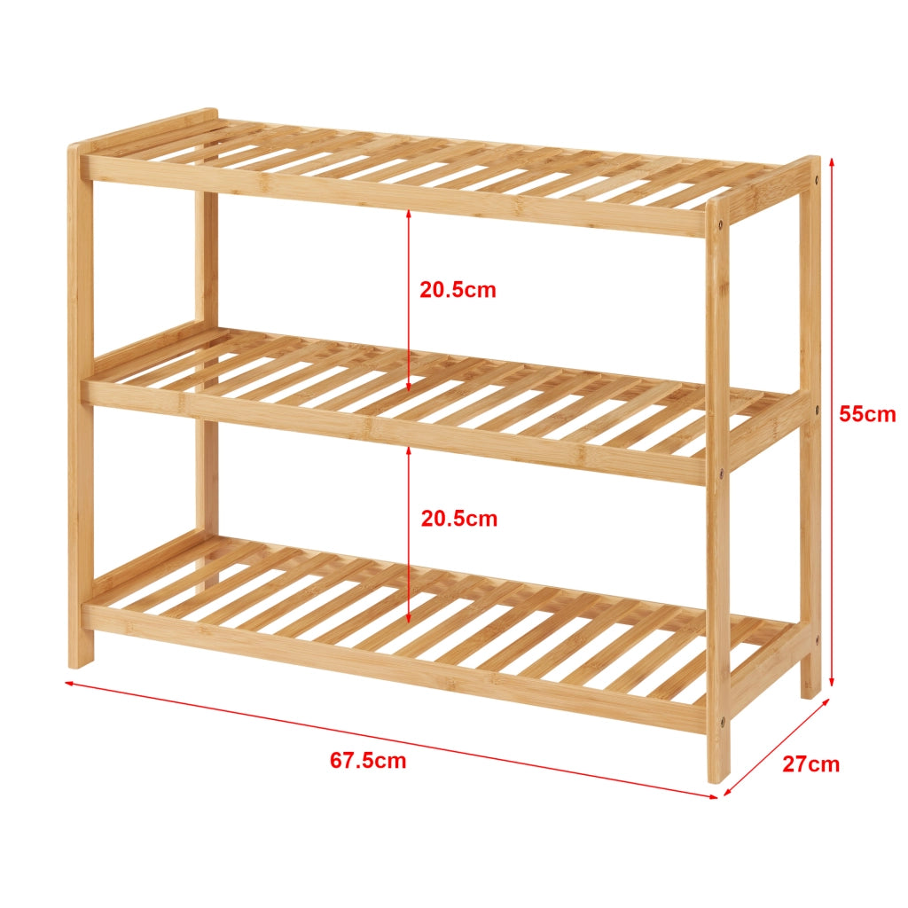 Scarpiera Dammfleth con 3 Ripiani 55 x 67,5 x 27 cm Bambù Naturale [en.casa]