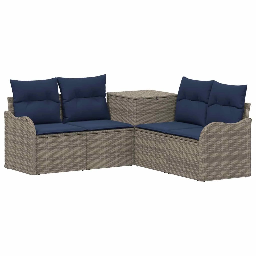 Set di divani 5 pz Grigio e Blu Navy Rattan sintetico e Acciaio 3447759