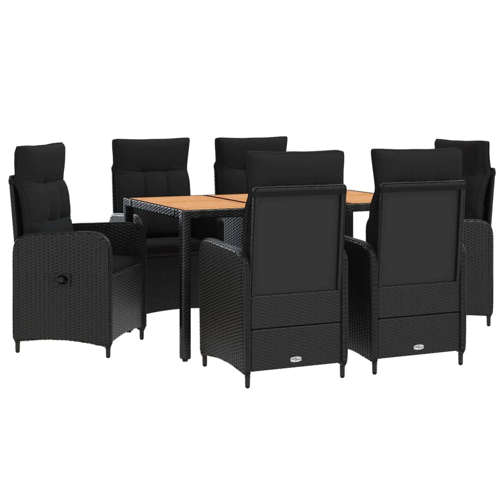 Set da pranzo per esterni 7 pz Nero 3422269