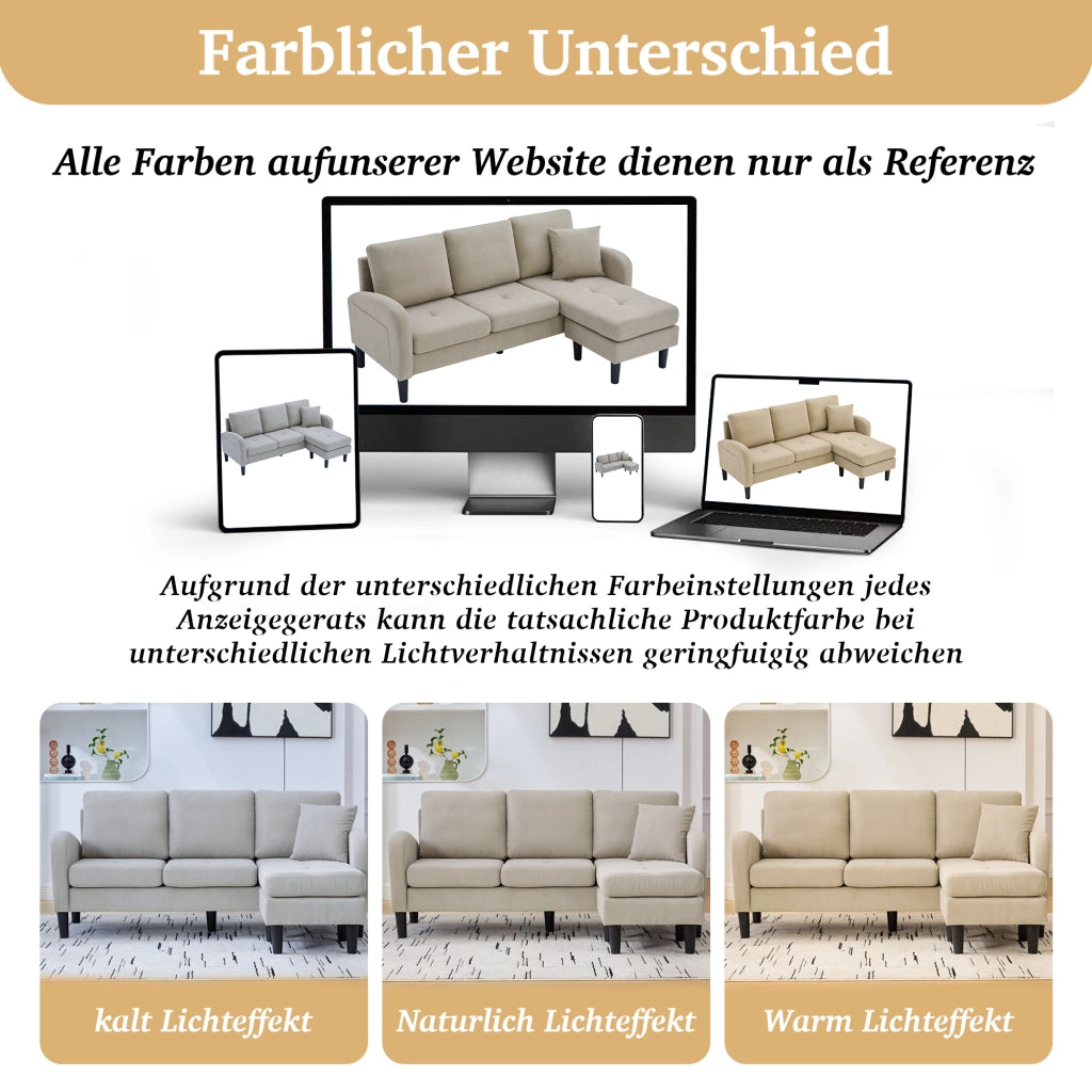 DIVANO Angolare Modulare con Chaise Longue 166 x 118 x 77 cm Corda Marrone Grigio
