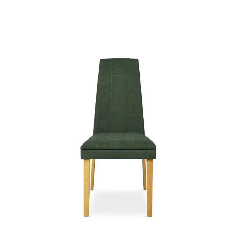 Sedia Tim in legno colore rovere e seduta in tessuto verde set 2 pezzi