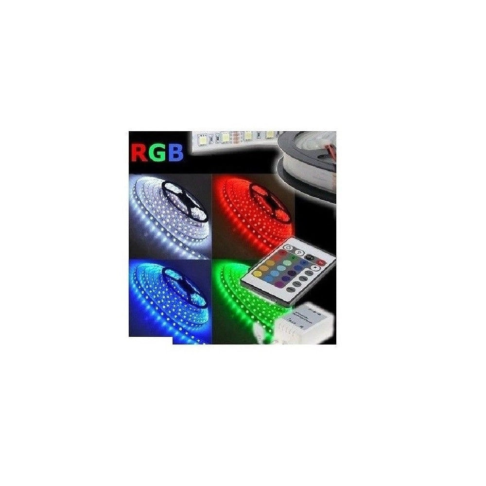 Trade Shop - Striscia A Led Smd 5050 Rgb Ip65 5 Metri Bobina Alimentatore E Telecomando Aipiy -