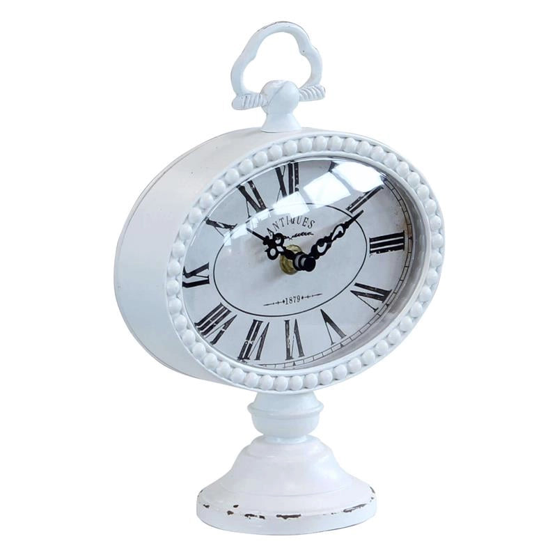 OROLOGIO DA APPOGGIO LUDOVIC TONDO IN FERRO BIANCO 16,5 X 8,5 X H22,5 CM