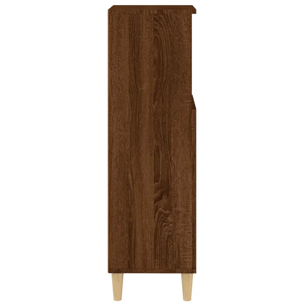 Armadietto Bagno | Armadio da bagno Rovere Marrone 30x30x100 cm Legno Multistrato