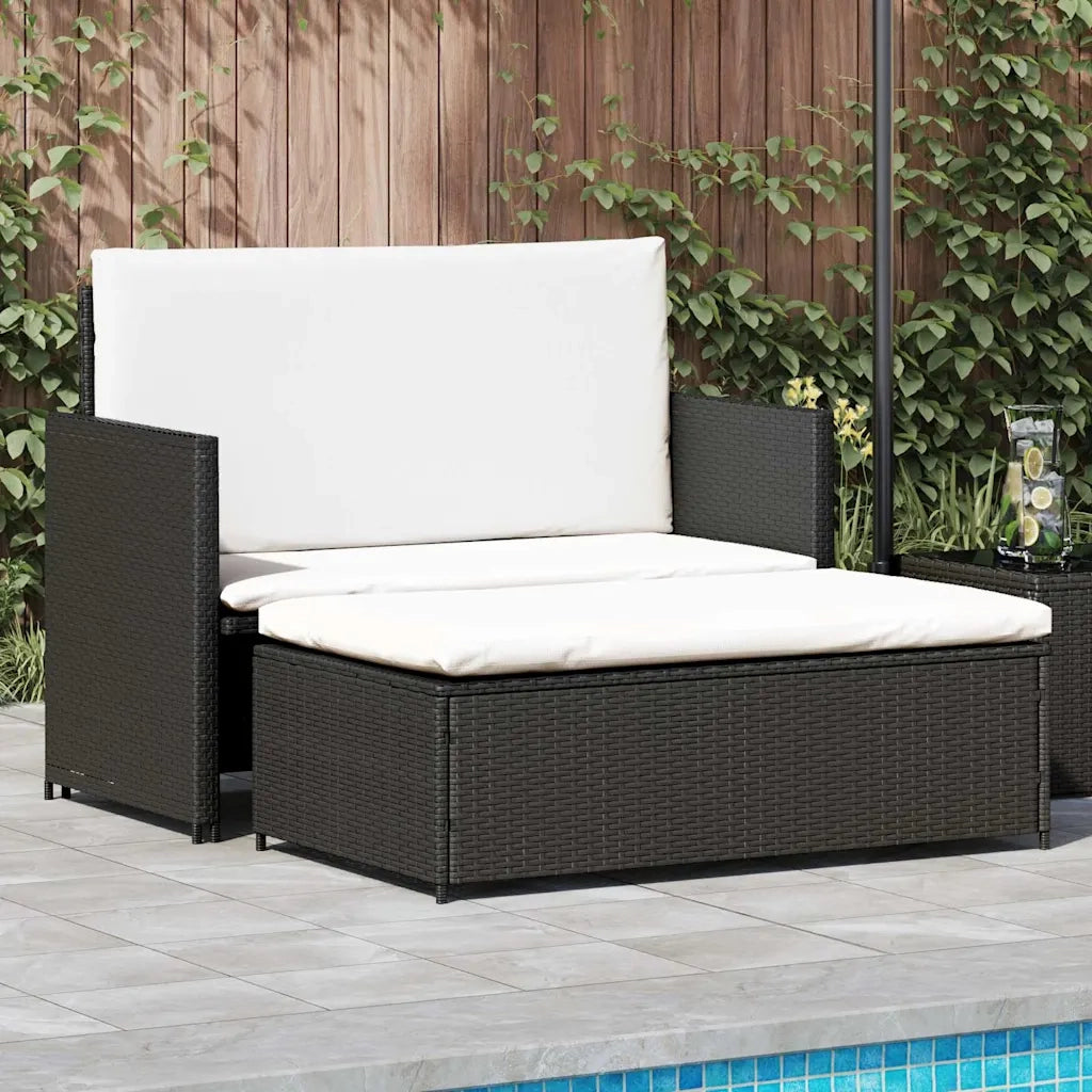 Set Divani da Giardino 2 pz con Cuscini in Polyrattan Nero