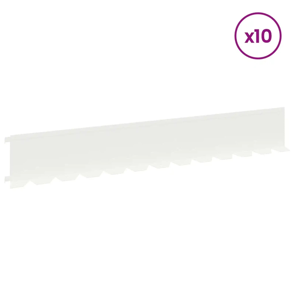 Bordura per Prato 10 pcs 102 x 15 x 4 cm Acciaio Bianco 8008766