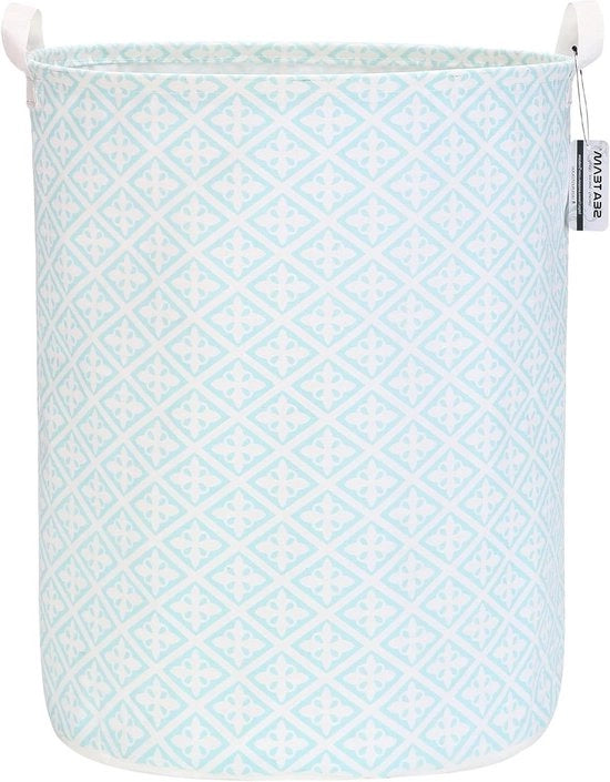 Cestino di Stoccaggio in Cotone Ramie Idrorepellente con Disegno a Fiori in Stile con Coperchio Flettibile in Canapa Juta da 49 cm