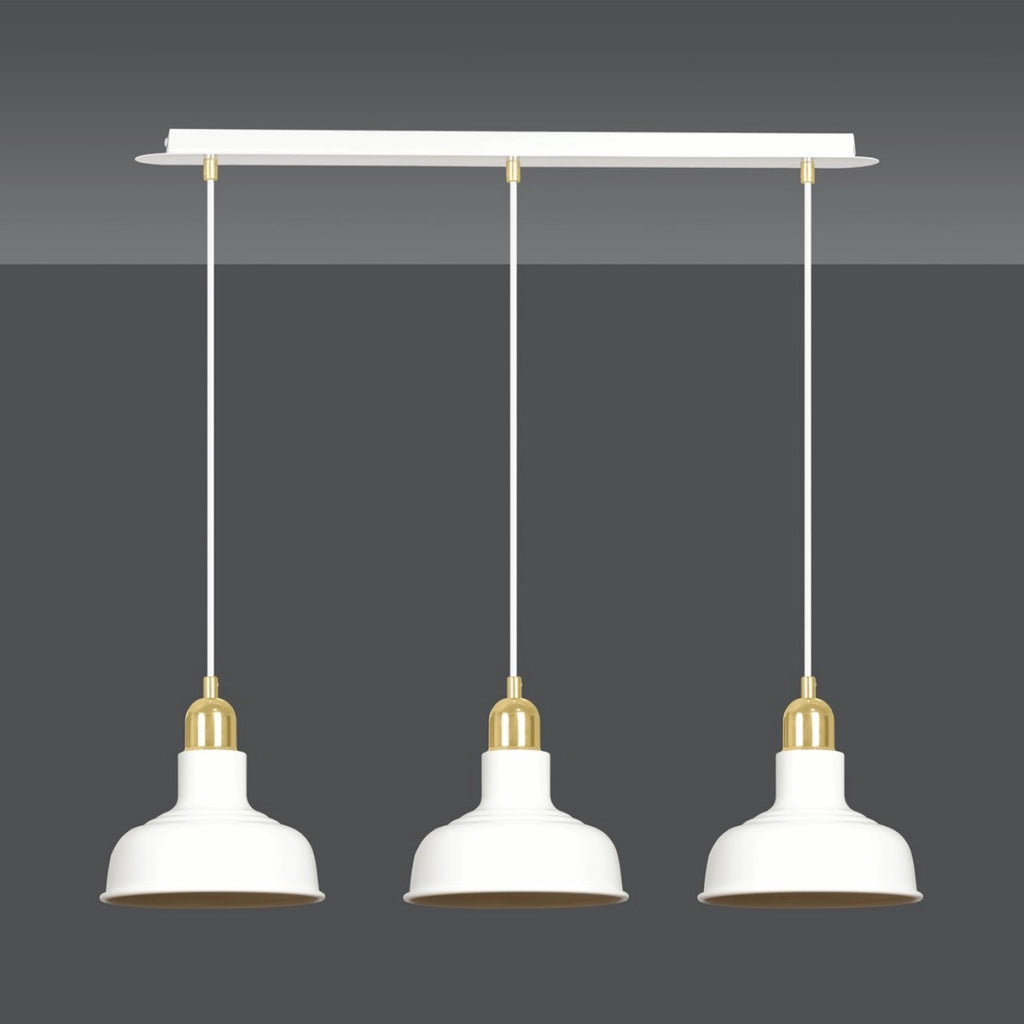 Lampada a sospensione IBOR in acciaio bianco e oro