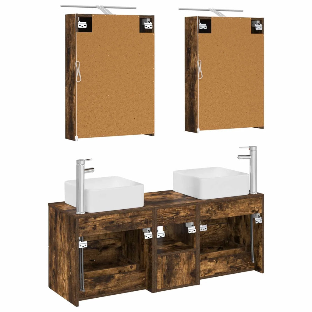 Set di mobili per il bagno 5 pcs Rovere Fumo 3406755