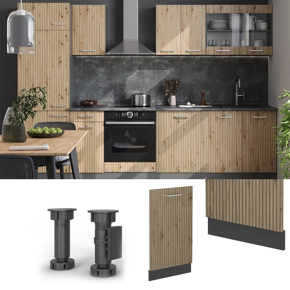 Pannello frontale della lavastoviglie R-Line Rovere artigianale/Antracite 45 cm, PL Antracite Vicco