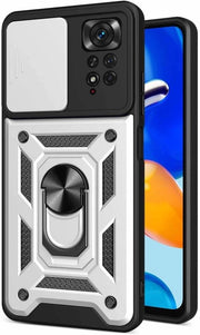 Copertura protettiva per Xiaomi Redmi Note 11 Pro - Caso shockproof con stand e copertura per la camera - Argento - Custodia per telefono 4G/5G/Note 12 Pro - Materiale TPU + PC duraturo - Otre 360 gradi