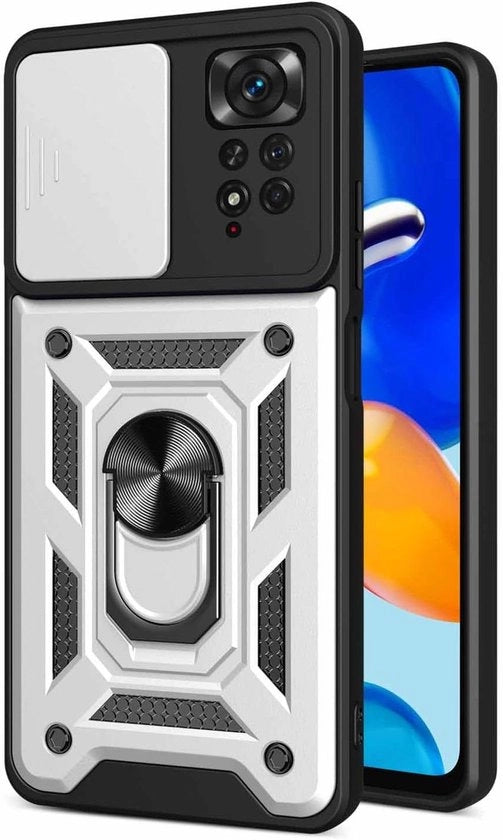 Copertura protettiva per Xiaomi Redmi Note 11 Pro - Caso shockproof con stand e copertura per la camera - Argento - Custodia per telefono 4G/5G/Note 12 Pro - Materiale TPU + PC duraturo - Otre 360 gradi