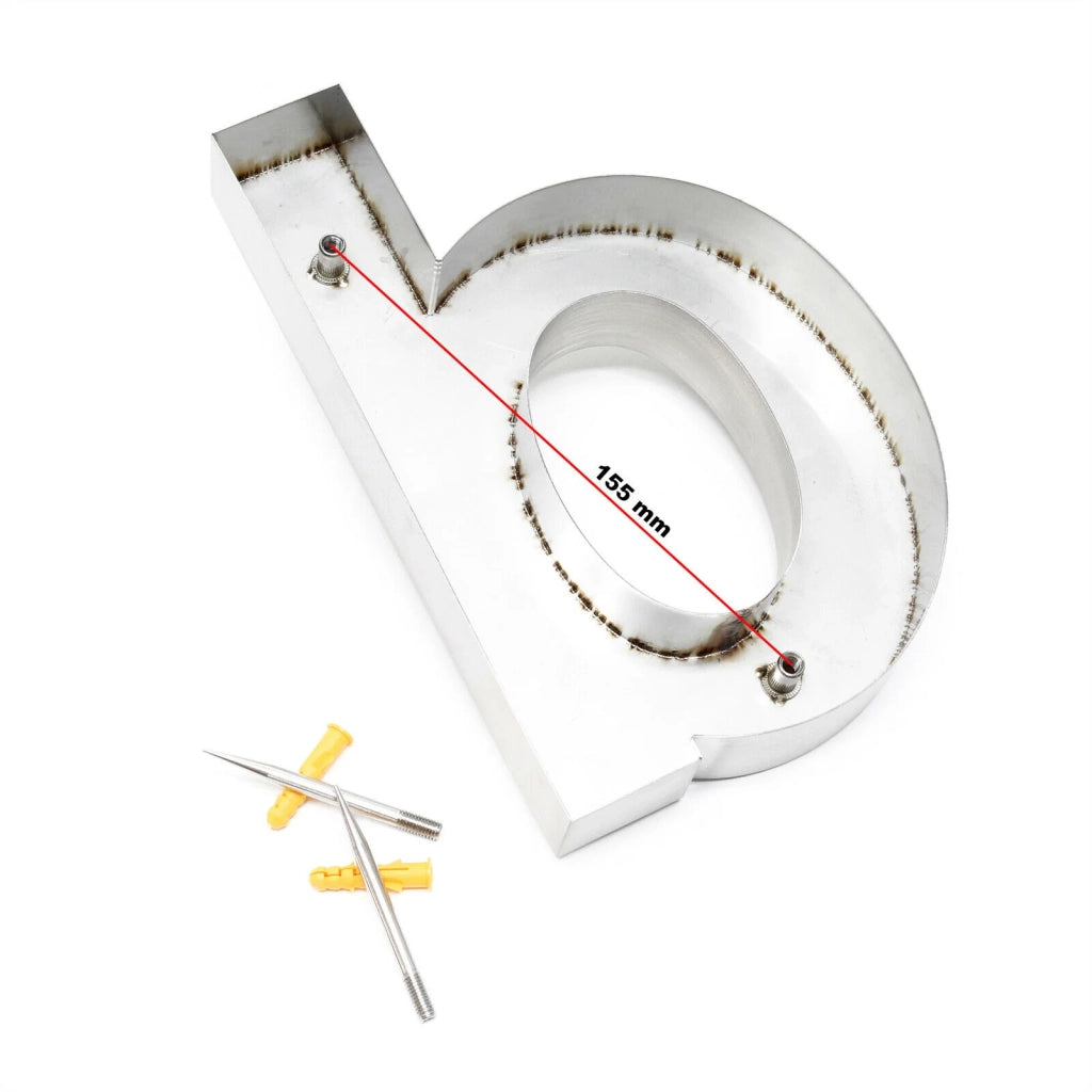 Targa con numero civico "d" in acciaio fine 20 cm Arial 3D materiale di montaggio 16_0001437