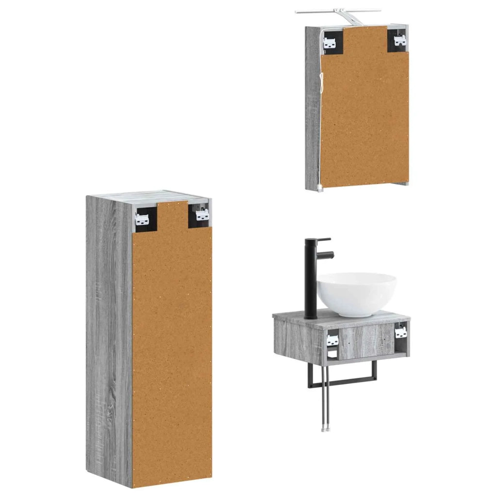 Set di Armadi da Bagno 4 pcs Sonoma grigio 40 x 10,5 x 60,5 cm 3407364