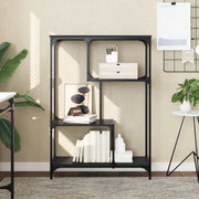 Libreria Nera 81x36x115 cm in Legno Multistrato e Acciaio 835404