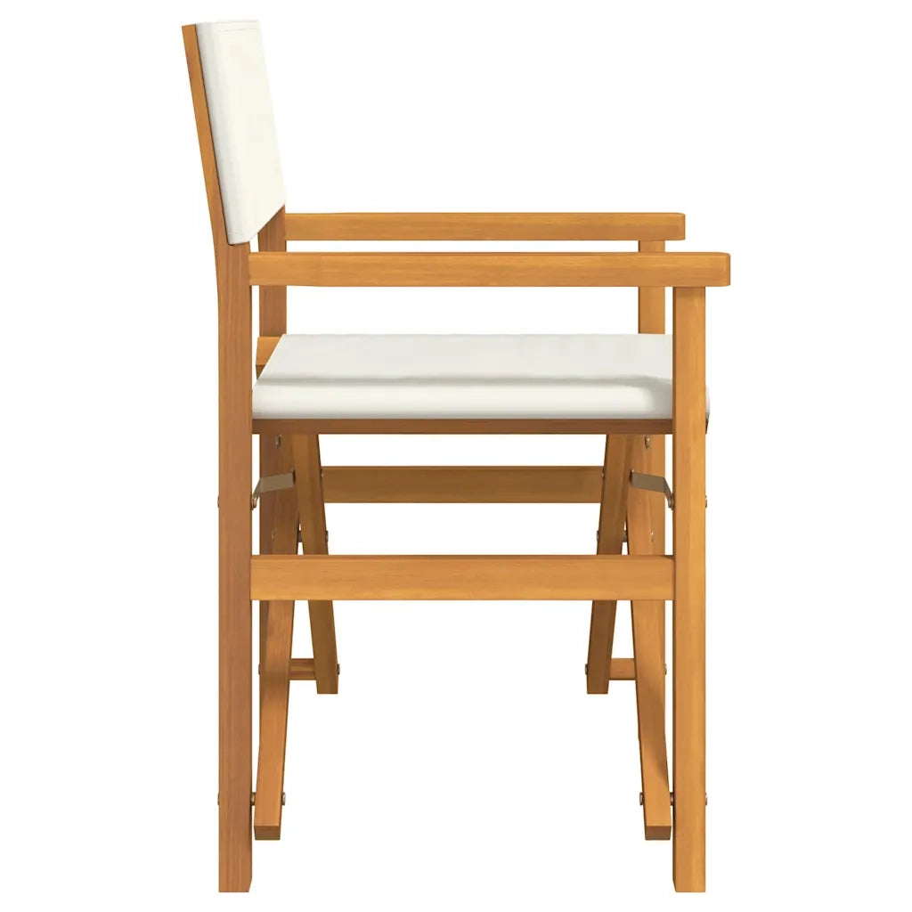 Sedia da Regista Pieghevole Crema in Legno Massello di Teak 4008507
