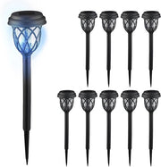 Set di lampade da giardino da 10 lampioni con base 425 x 10 cm - illuminazione LED nera/trasparente