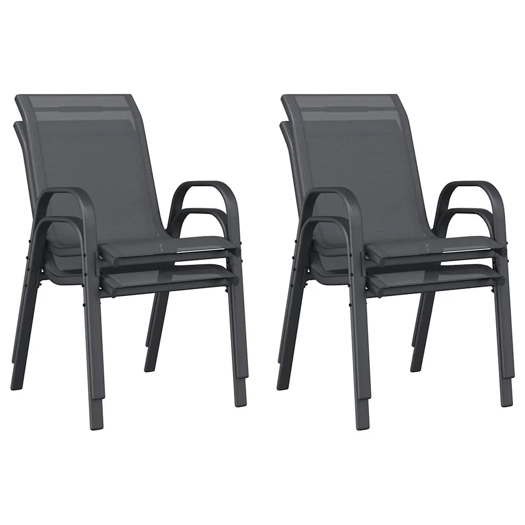 Sedie da Giardino Impilabili 4 pz | Sedie da Esterno in Tessuto Textilene Grigio