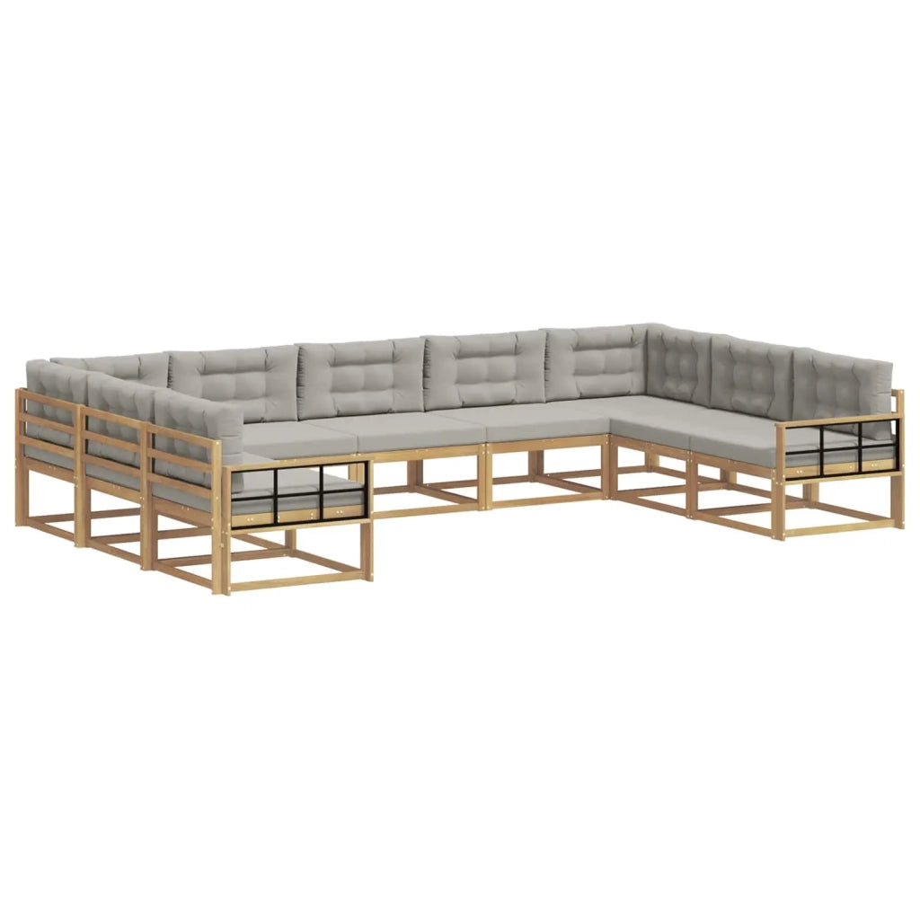 Set di divani da esterno 9 pz Bianco e Grigio Chiaro 3387045
