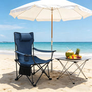 SEDIA DA CAMPEGGIO PIEGHEVOLE CON POGGIAPIEDI ESTRAIBILE 115x84x88,5 cm BLU