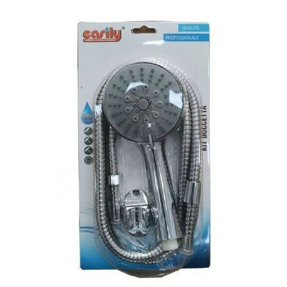 Trade Shop - Kit Doccetta Bagno Doccino Tondo Soffione Doccia Con Laccio 1,8mt Staffa 69043 -