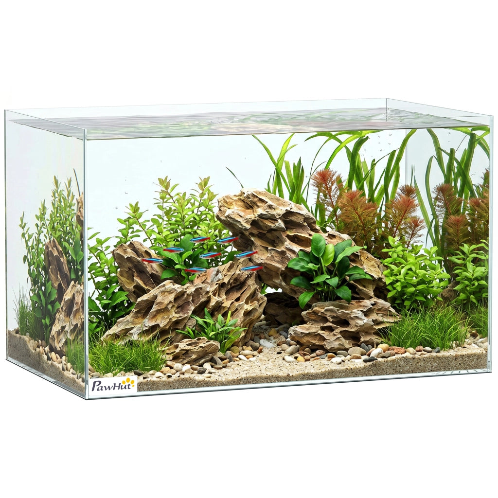 Acquario 43L in Vetro Temperato Trasparente 50 x 30 x 30 cm con Tappetino Protettivo per Pesci e Tartarughe